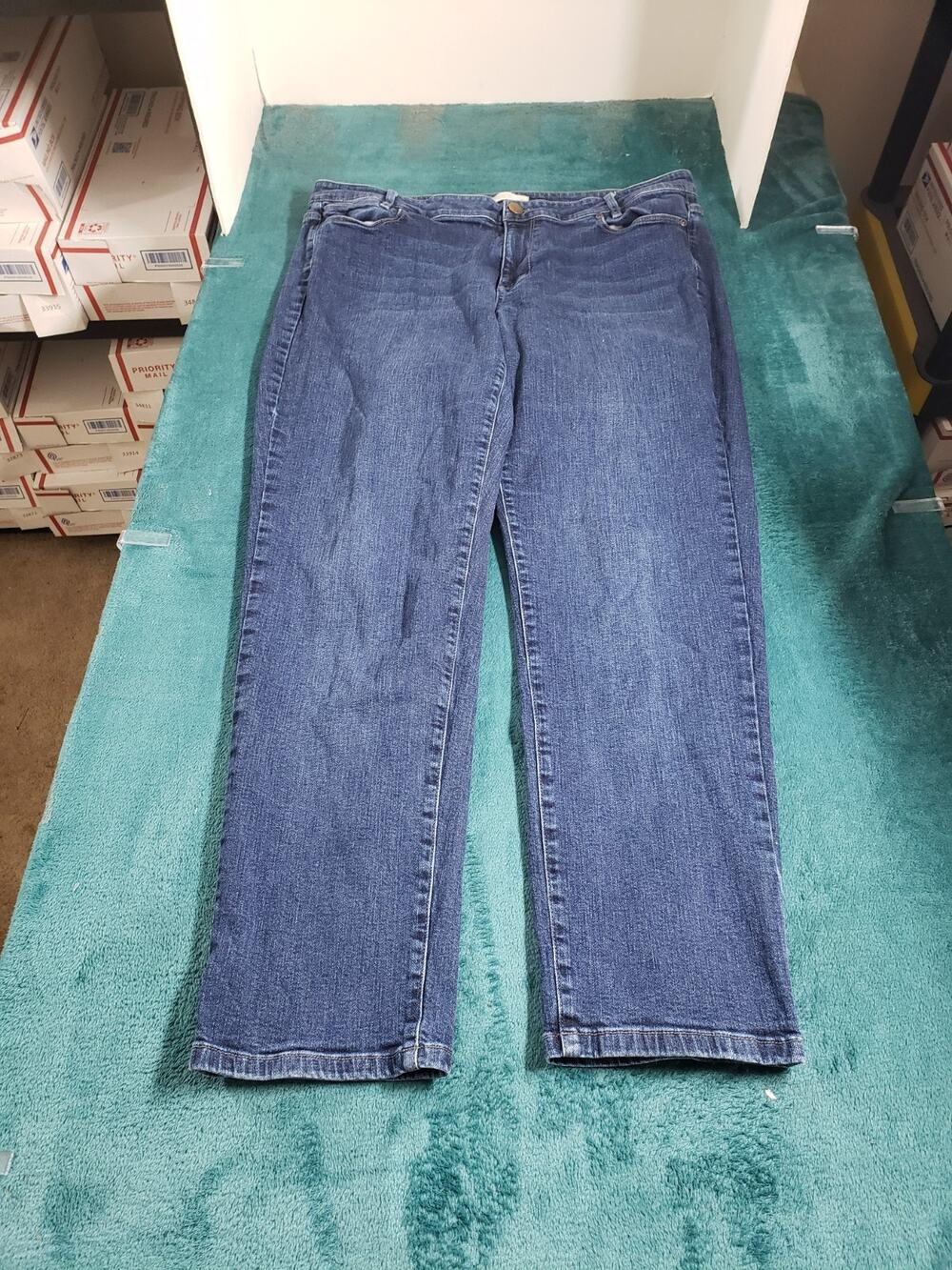 J Jill Jeans Size 16 Womens Blue Denim Pants Ladies Slim Boyfriend Straight